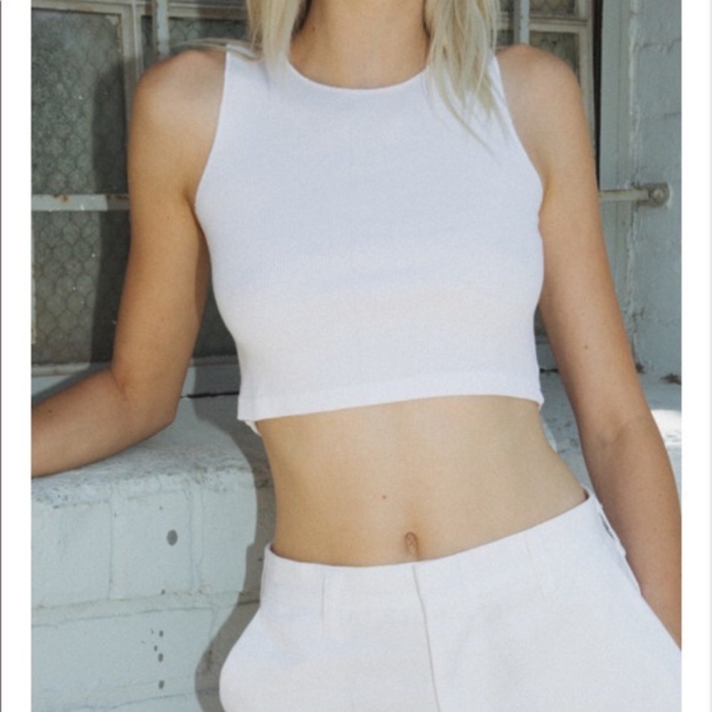 Brandy Melville White boat neck crop tank